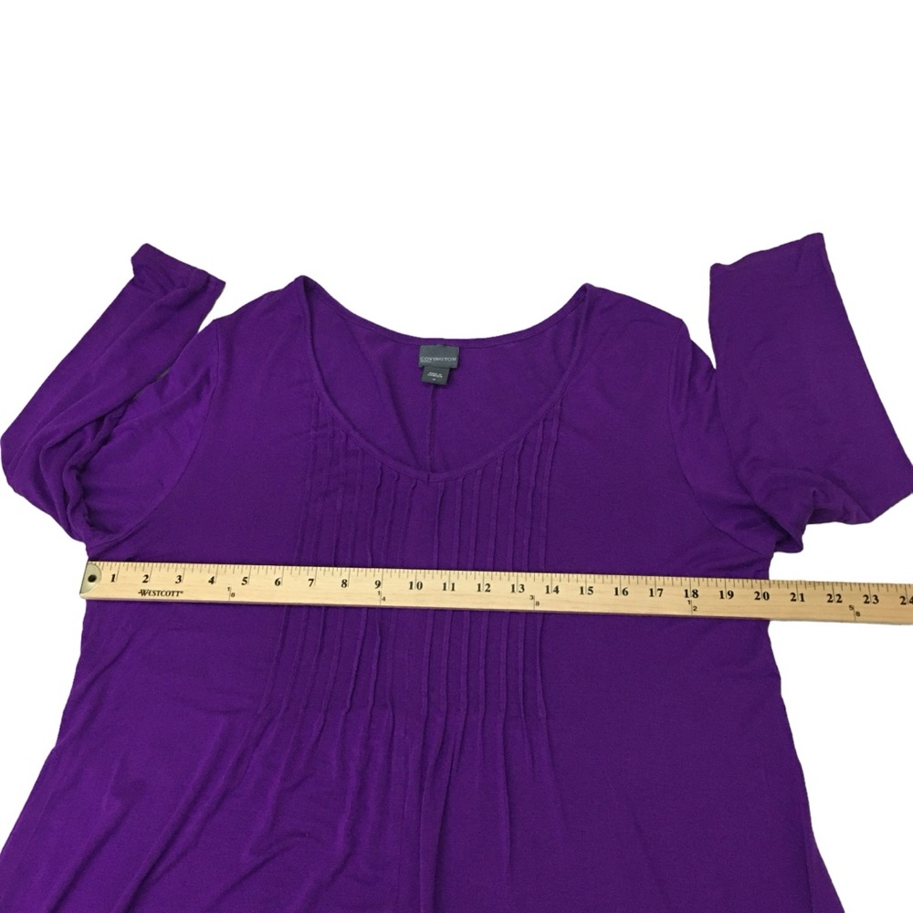 Covington Purple Front Pintucked Curved Hem Top - Women’s 1X - Picture 3 of 11